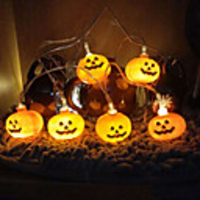 Halloween Pumpkin String Lights 3m 9.8ft 30 LEDs 3D Pumpkin Lanterns Halloween Decorations Orange Jack-O-Lantern for Halloween Party Outdoor