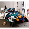 Halloween Series Duvet Cover Set,  Happy Halloween Pumpkins Skull Ghost Bones Bats Pennant Image,  Decorative 2/3 Piece Bedding Set with 1 or 2 Pillow Shams,  Full Queen King Size
