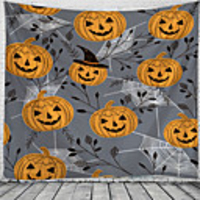 Halloween Wall Tapestry Art Decor Blanket Curtain Picnic Tablecloth Hanging Home Bedroom Living Room Dorm Decoration Psychedelic Pumpkin Spider Web Haunted Scary Polyester