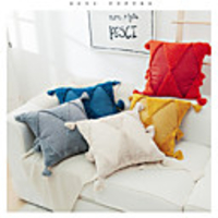 Hand-embroidered Tufted Pillowcase American Solid Color Moroccan Geometric Tassel Cushion Pillow