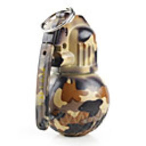 Hand Grenade Shaped Lighter Keychain with Sound Effect (Yellow Camouflage Colors)