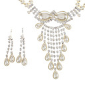 Hand In Hand Tassels Diamond-encrusted Pearl Jewelry Set