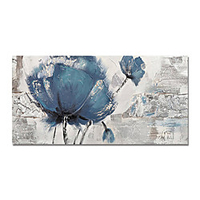 Hand-Painted Abstract Blue Flowers Paintings Canvas Art Painting Abstract Acrylic Painting Modern Art Textured Art with Stretcher Ready to Hang With Stretched Frame