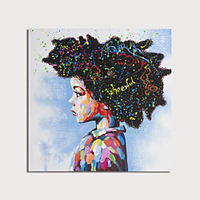 Hand Painted Canvas Oilpainting Abstract Girl by Knife Home Decoration with Frame Painting Ready to Hang With Stretched Frame