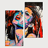 Hand Painted Canvas Oilpainting Abstract People by Knife Set of 2 Home Decoration with Frame Painting Ready to Hang With Stretched Frame