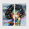 Hand Painted Canvas Oilpainting Abstract People Set of 2 Home Decoration with Frame Painting Ready to Hang With Stretched Frame