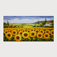 Hand Painted Canvas Oilpainting Impression Sunflowers Landscape by Knife Home Decoration with Frame Painting Ready to Hang miniinthebox