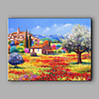 Hand-Painted Landscape Horizontal,  Mediterranean Canvas Oil Painting Home Decoration One Panel Rolled Without Frame