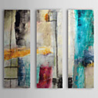 Hand-Painted Oil Painting Abstract Impulse With Stretched Frame Three Panels Stretched Frame