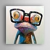 Hand Painted Oil Painting Animal Pop Art Happy Frog With Glasses On Canvas Wall Art With Stretched Frame or Rolled Without Frame