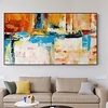 Hand-painted Oil Painting Horizontal Version Hanging Painting Living Room Sofa Background Wall Decoration Painting Orange Mural miniinthebox