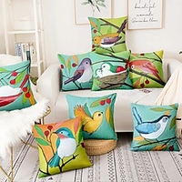 Hand-Painted Pattern Double Side Cushion Cover 1PC Soft Decorative Square Pillowcase for Sofa bedroom Car Chair Superior Quality Outdoor Cushion for Patio Garden Farmhouse Bench Couch miniinthebox