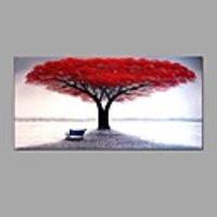 Hand-painted Red Tree Oil Painting Fallen Leaves Contemporary Art Decor Ready to Hang 10050cm With Stretched Frame