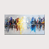 Hand-Painted Urban Landscape Modern Oil Painting Sail Reflection Abstract Wall Art Decoration Rolled Without Frame