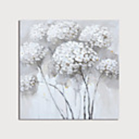 Hand-Painted White Flowers Abstract Paintings Canvas Art Painting Abstract Acrylic Painting Modern Art Textured Art with Stretcher Ready to Hang With Stretched Frame