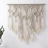 Hand Woven Macrame Wall Tapestry Bohemian Boho Art Decor Blanket Curtain Hanging Home Bedroom Living Room Decoration Nordic Handmade Tassel Cotton Geometric