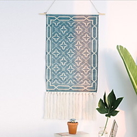 Hand Woven Macrame Wall Tapestry Hanging Bohemian Boho Art Decor Blanket Curtain Home Bedroom Living Room Decoration Nordic Handmade Tassel Cotton Geometric 50x70cm