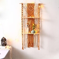 Hand-woven Tapestry Two-layer Shelf Bohemian Diy Wall Shelf Colorful Cotton Tapestry miniinthebox