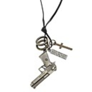 Handgun Pattern Cow Leather Necklace