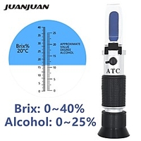 Handheld alcohol refractometer sugar Wine concentration meter densitometer 0-25% alcohol beer 0-40% Brix grapes ATC