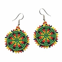handmade beaded earrings 1.2 round (green)