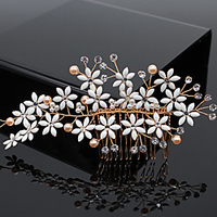 Handmade Bridal Alloy Headdress with Crystal / Petal / Pearls 1 PC Wedding / Party / Evening Headpiece miniinthebox
