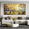 Handmade Oil Painting Canvas Wall Art Decoration Abstract Landscape Painting Autumn Birch Forest for Home Decor Rolled Frameless Unstretched Painting miniinthebox