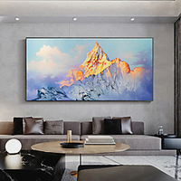 Handmade Oil Painting Canvas Wall Art Decoration Abstract Landscape Painting The Golden Mountains for Home Decor Rolled Frameless Unstretched Painting miniinthebox