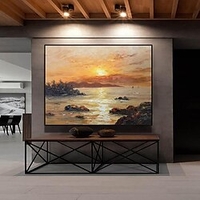 Handmade Oil Painting CanvasWall Art Decoration Abstract Knife Painting Landscape Yellow For Home Decor Rolled Frameless Unstretched Painting miniinthebox