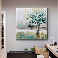 Handmade Oil Painting CanvasWall Art DecorationAbstract Knife Painting Landscape Tree for Home Decor Stretched Frame Hanging Painting miniinthebox