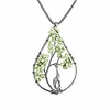 handmade wire wrapped quartz chips tree teardrop pendant necklace with giraffe/healing jewelry gift for family (peridot with giraffe)