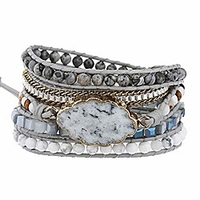 handwoven dalmatian stone turquoise crystal beaded wrap bracelets for dog lover