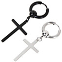 Hanging Cross Earrings Cross Statement Trendy Fashion Modern Cool Stainless Steel Earrings Jewelry Black / Silver For Gift Prom Date Street Festival