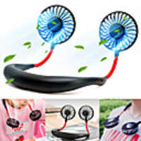 Hanging Personal Portable Neck Fan,  Hands Free Rechargeable Mini USB Battery Operated Fan 2000mA USB Portable Fan with 3 Speed,  360° Free Rotation,  4 Colors of LED Light Conversion for Office Home