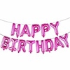 happy birthday balloons,  aluminum foil banner balloons for birthday party decorations and supplies (rose red)