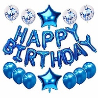 happy birthday balloons,  birthday party decoration set,  happy birthday foil balloon banner,  confetti balloons,  latex balloons and star foil balloons for kids adults (blue)