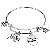 happy camper charm bracelet for her rv rravel trailer glamping gift for women camping lovers key chain