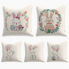Happy Easter Cushion Cover 5PC Linen Soft Decorative Square Throw Pillow Cover Cushion Case Pillowcase for Sofa Bedroom 45 x 45 cm (18 x 18 Inch) Superior Quality Machine Washable