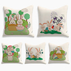 Happy Easter Cushion Cover 5PC Linen Soft Decorative Square Throw Pillow Cover Cushion Case Pillowcase for Sofa Bedroom 45 x 45 cm (18 x 18 Inch) Superior Quality Machine Washable