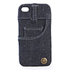 Hard Case Protector Back Cover Shell Jean Design For IPhone4(blue)