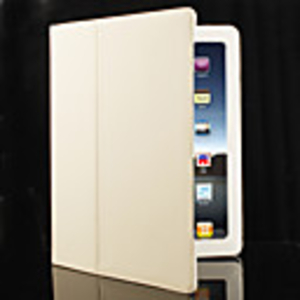Hard PU Leather Case Skin with Stand for Apple iPad 2 2nd Generation(White)