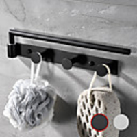 Hardware Accessory Multifunctional Rotating Towel Bar With 3 Rows Of Hooks Bathroom Kitchen
