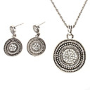 Hat Pattern Tibetan Silver With Diamond Jewelry Set