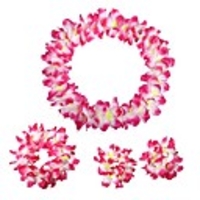 hawaiian luau flower leis jumbo necklace bracelets headband set rose