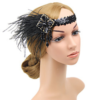 Head Jewelry Flapper Headband 1920s Vintage The Great Gatsby Feather For The Great Gatsby Cosplay Women