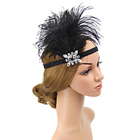 Head Jewelry Flapper Headband 1920s Vintage The Great Gatsby Feather For The Great Gatsby Cosplay Women