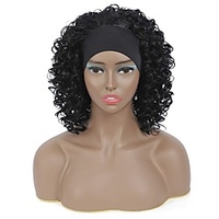 Headband Wig Afro Short Curly Wigs For Black Women Mixed Color Heat Resistant Fiber Synthetic Big Bouncy Fashion Lady Wig 10 Inches(1B/350) miniinthebox