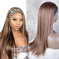 Headband Wigs Long Straight Wigs For Women Synthetic Hair Highlight Wigs Brown Blonde Mixed Color Headband Wigs No Colored Headband miniinthebox