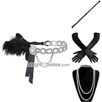 Headbands Pearl Necklace Halloween Costume Outfits 1920s Halloween Alloy For The Great Gatsby Cosplay Women
