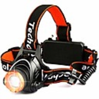 headlamp flashlight,  2000 lumen zoomable and rechargeable led head lamp up to 500ft light beam with 3 modes adjustable strap,  bright waterproof headlight headlamps for camping,  hiking,  running